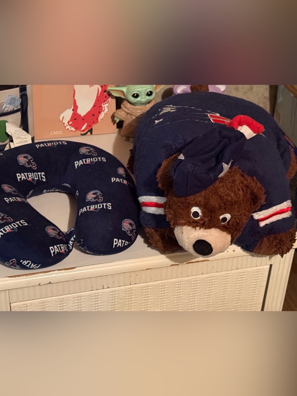 NFL New England Patriots Navy Plush Bear & Matching Neck Pillow Set for Kids